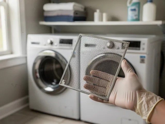 Rockland Dryer Vent Cleaning specialist performing detailed lint trap cleaning service in Rockland