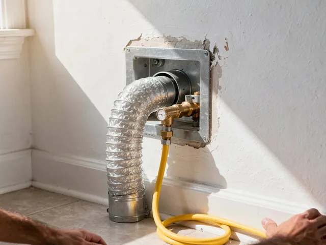Rockland Dryer Vent Cleaning certified technician performing specialized gas dryer vent cleaning in Rockland
